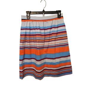 J. Crew‎ Pleated Multi-color Striped A-Line Skirt Women's Size 6